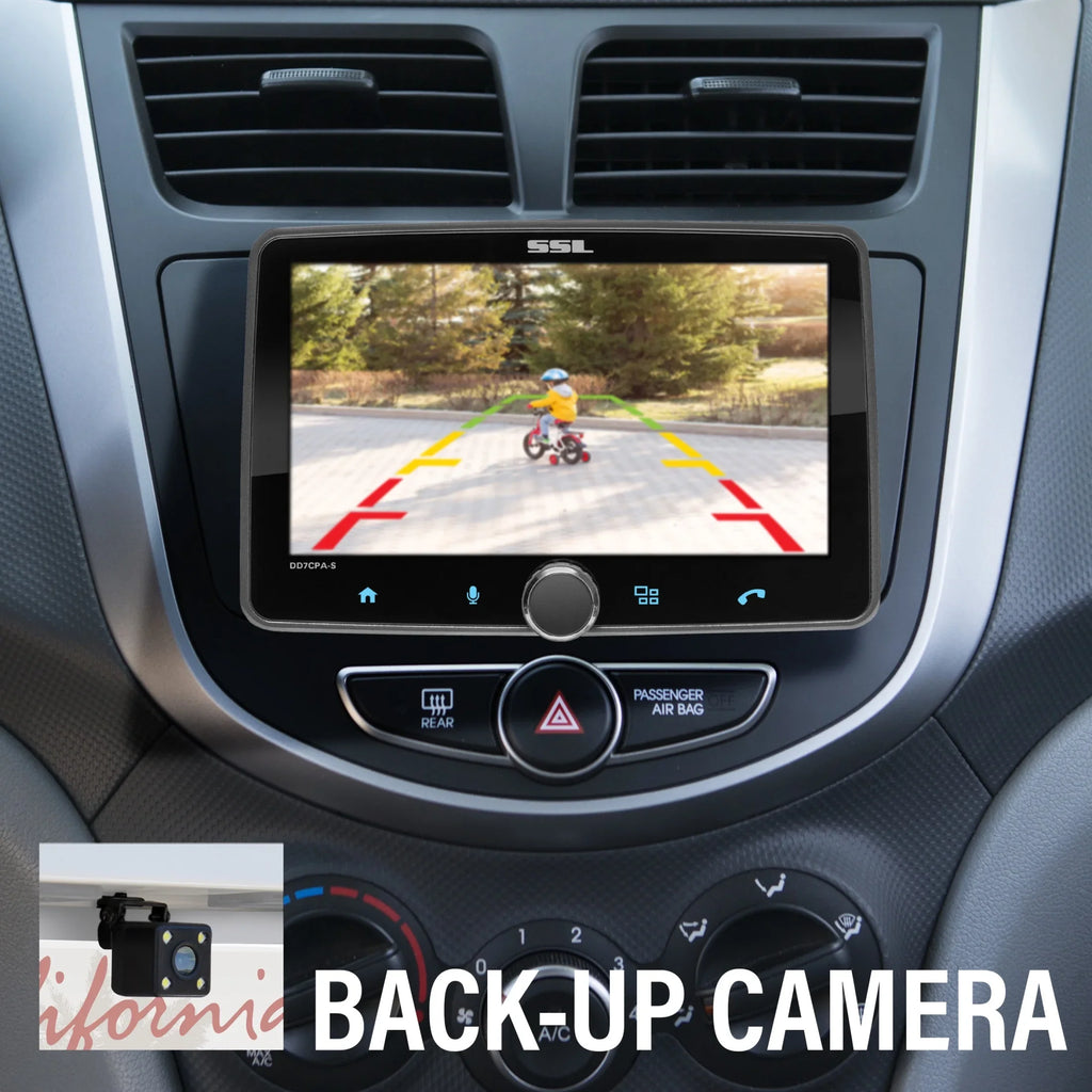 7 Car – Storm No Sound Din, Camera DVD CD Stereo Receiver, Android Audio Touchscreen, Laboratories Inch DD7CPA-CS Single Radio AM/FM CarPlay, Backup Auto, Bluetooth, Player,
