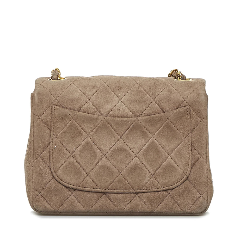Unisex Suede Single Brown Flap (Good) Crossbody Square Leather Mini Bag Classic Pre-Owned Authenticated