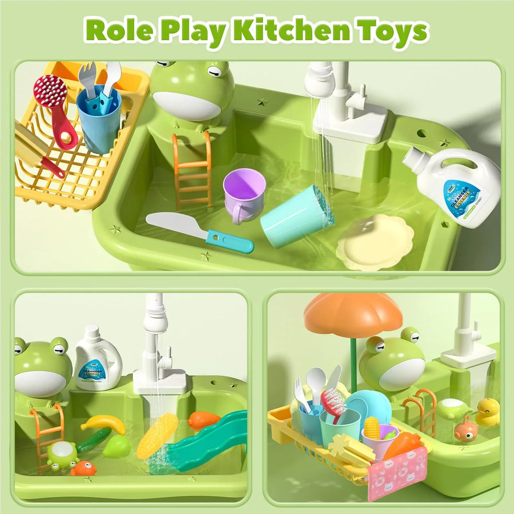 Floating Play Role Fishing Dishwasher Play Faucet, Sink for with with Kids Play, Pool Upgraded Kitchen Running Kitchen Toys Toy Accessories, liquid Toys liquid, Electric Toy Sink Play