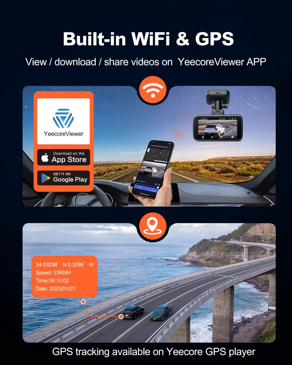 Dash Mini Car with 2160P WiFi Dash UHD G-Sensor, Inch, Cars Max GPS, Monitor, YEECORE Recording, Camera 4K HDR, Front, Vision, Super Screen for Support Loop Parking Touch Night Camera 256GB Cam, 2.45