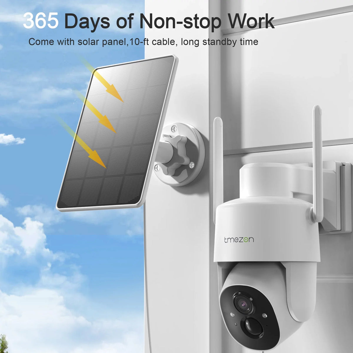 , Wireless Control, exterior Camera Night Vision,IP66 Surveillance TMEZON for Security Camera Waterproof 2K Smart Solor PTZ Powered Wireless, Home WiFi