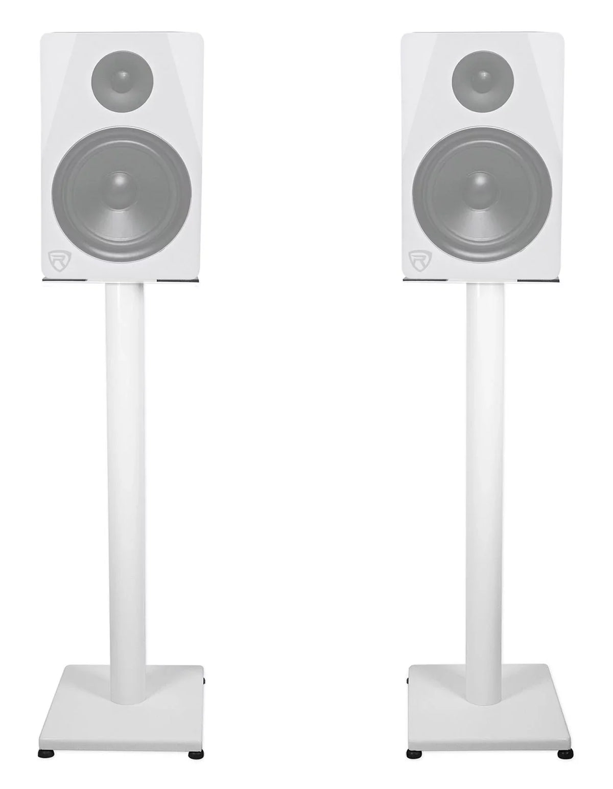 White in Rockville Steel Stands Studio RS29W Recording 29" Monitor Studio Pair