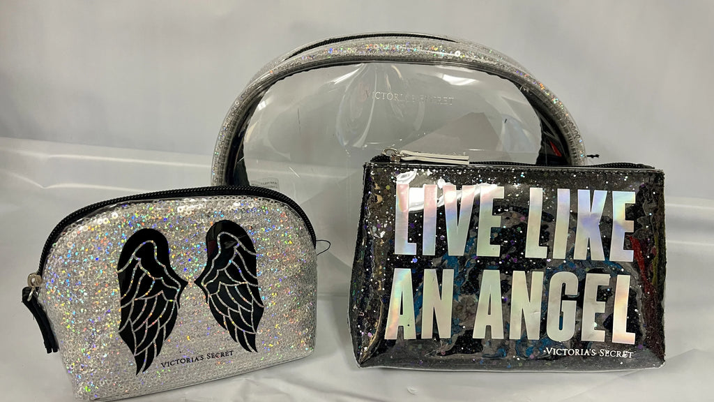 Shimmer Cosmetic 3 Piece Live Show Angel Limited Makeup Wings and Fashison An Sequin Bags Clear Secret Like London Edition Victoria's Black