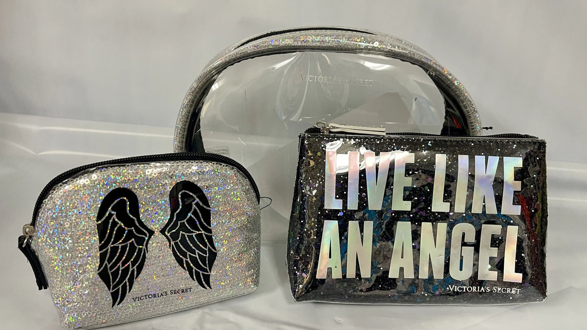 Shimmer Cosmetic 3 Piece Live Show Angel Limited Makeup Wings and Fashison An Sequin Bags Clear Secret Like London Edition Victoria's Black