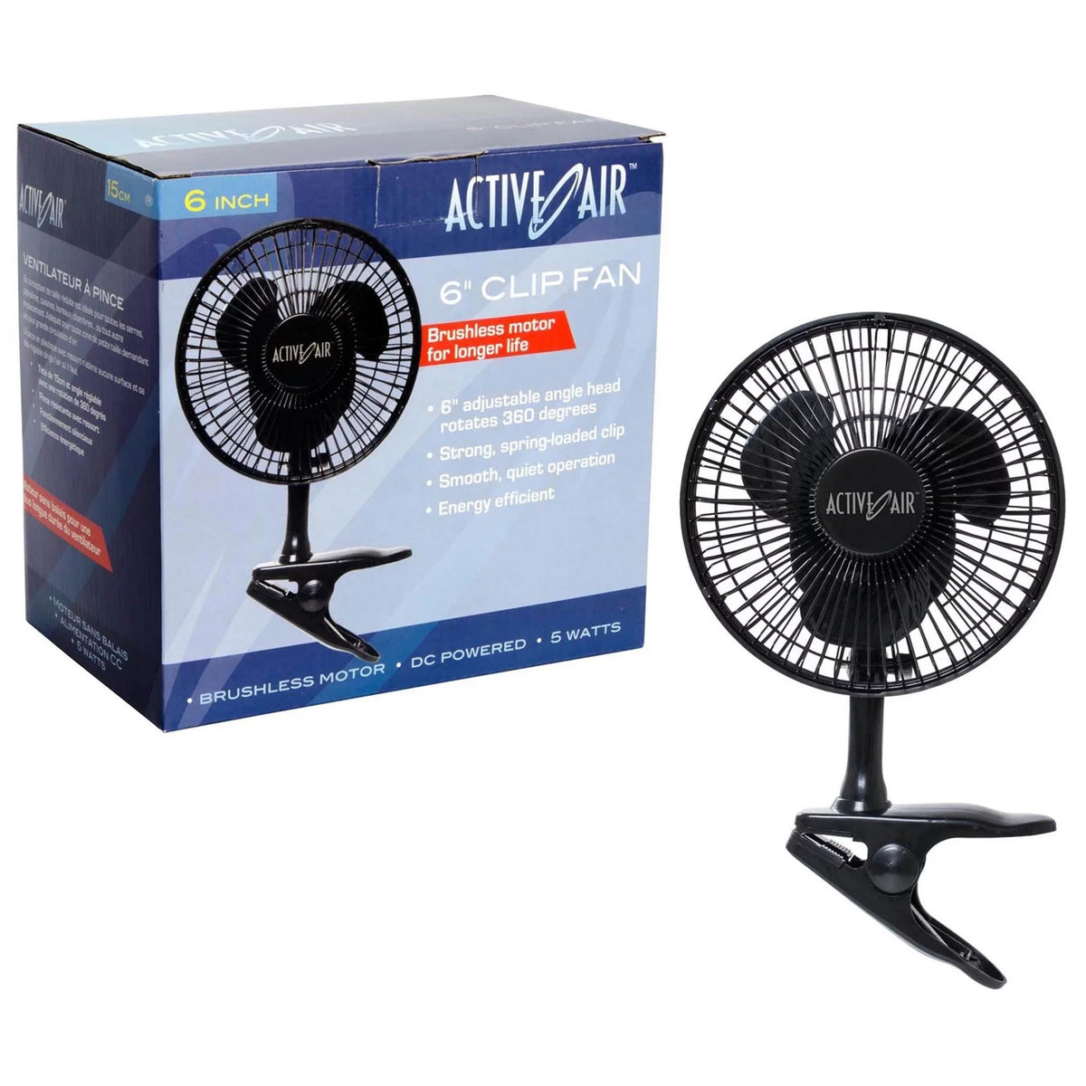 Fan HORF6 Motor Air 5W Clip-On for Active Gardens 6in Hydroponic Grow Brushless