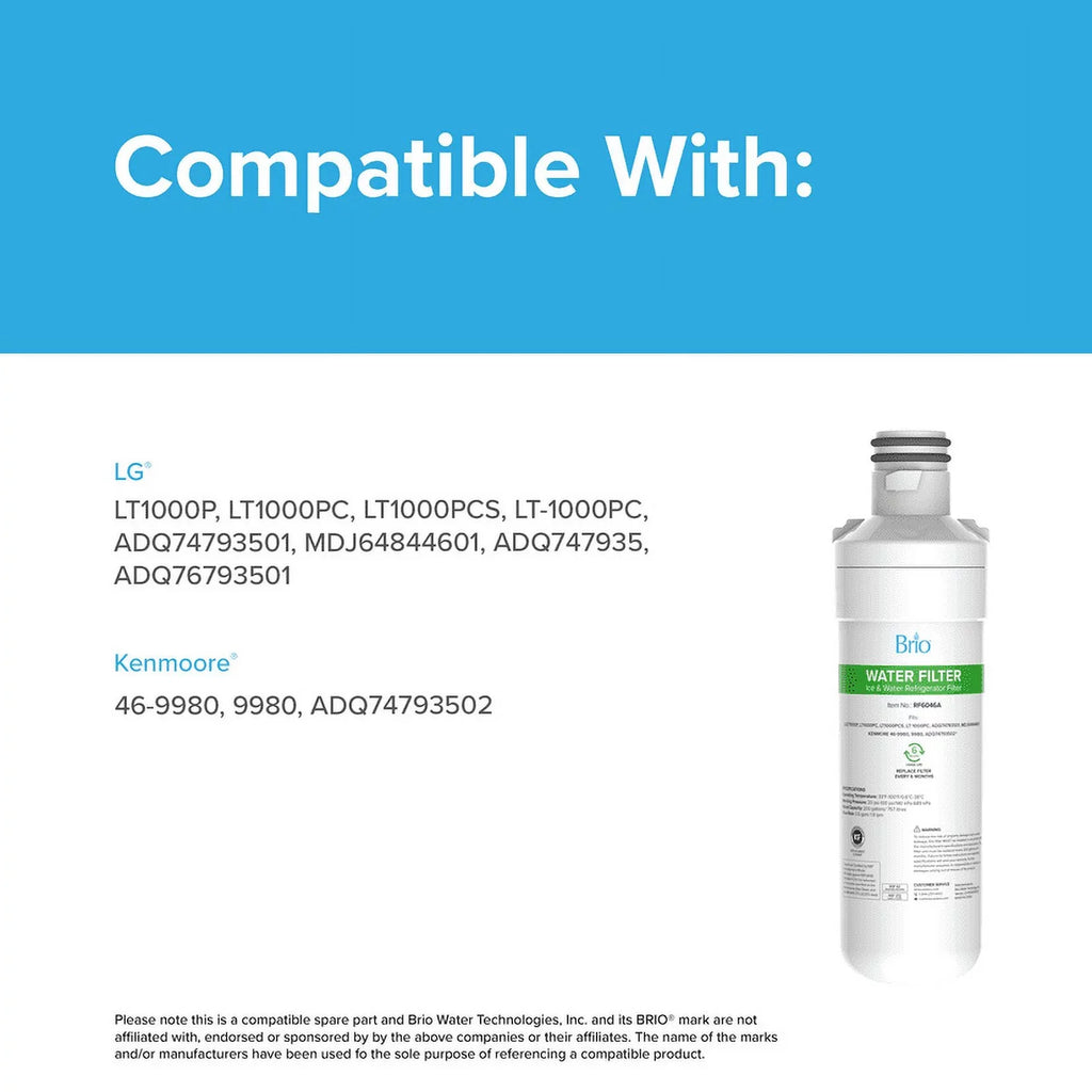 LGLT1000P, 3 Pack Brio Filter LT1000PC, Replacement liquid Refrigerator With Compatible LT1000PCS, LT-1000PC