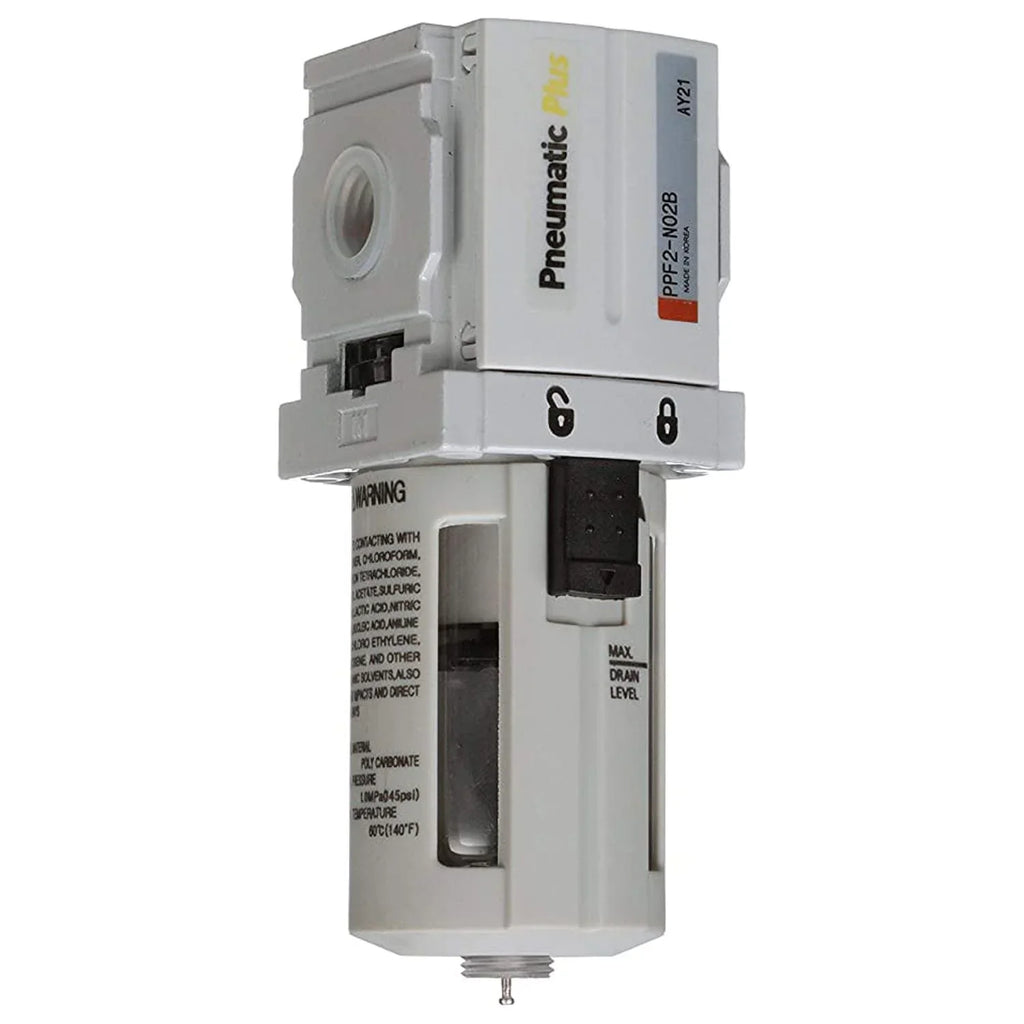 Bowl, Drain, 5 Air Manual Compressed Poly - Miniature Bracket PneumaticPlus NPT Filter PPF2-N02B 1/4" Particulate Micron,