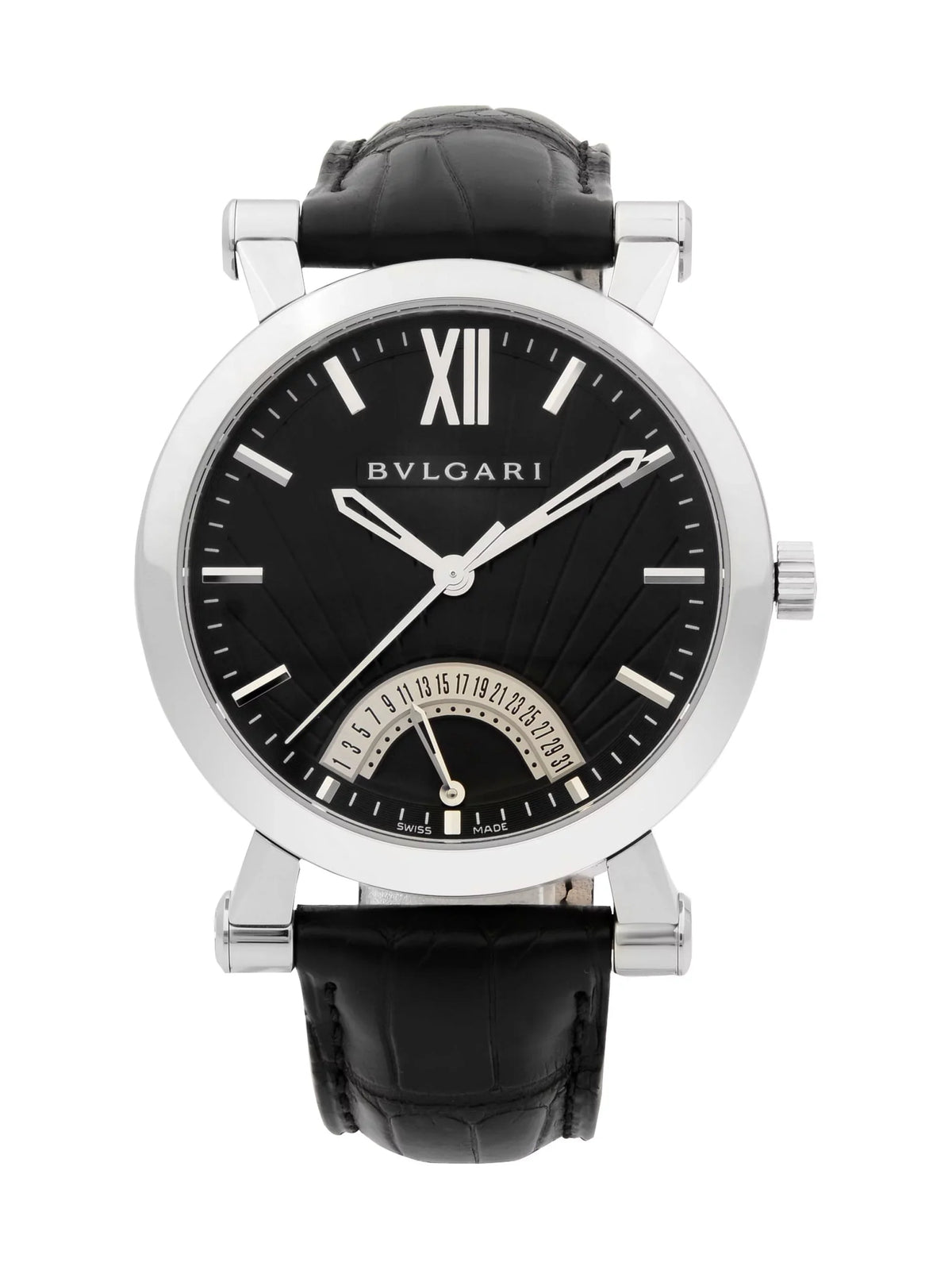 Mens Watch Dial SB42SDR Automatic Black Retrograde Steel Bvlgari Sotirio