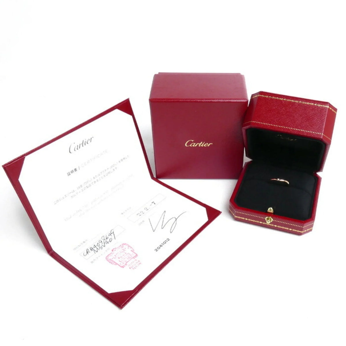 3PD dimension 49 K18PG B4098649 9 Pre-Owned Ballerina Women's 2.4g Wedding Diamond Gold CARTIER (Good) Pink Curve Ring