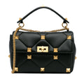 Roman Pre-Owned Authenticated Satchel Calf Stud Leather Black Unisex (Good) Medium Valentino