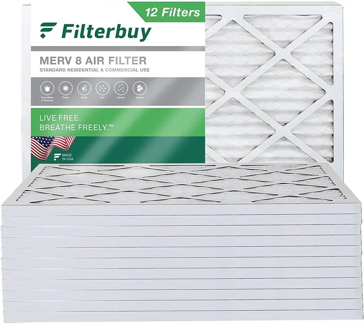 Filterbuy Furnace Pleated MERV Air (12-Pack) Filters HVAC 14x18x1 8 AC