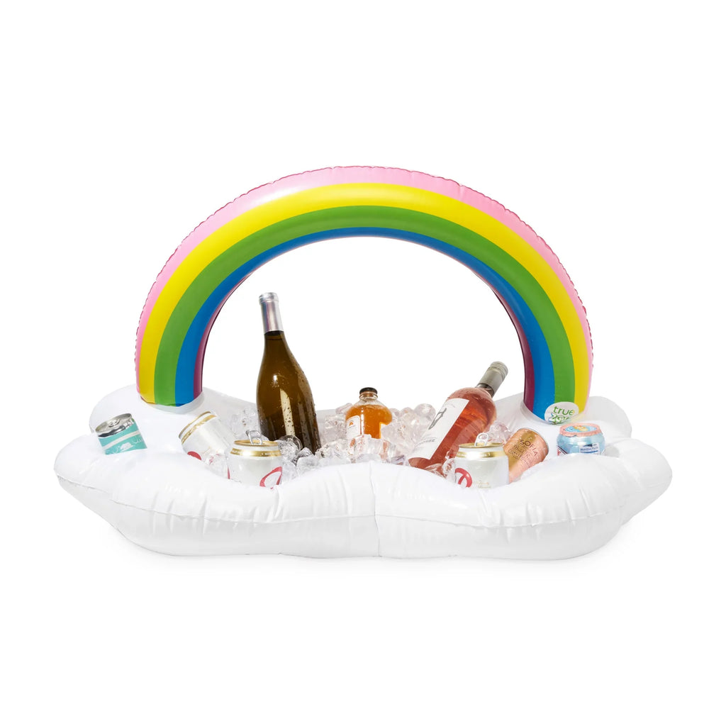 Cooler, Drink Ice Box Set Cup Colorful Floatie, Inflatable Rainbow of Holders Pool and 1 Cloud Floating Bar Party TrueZoo