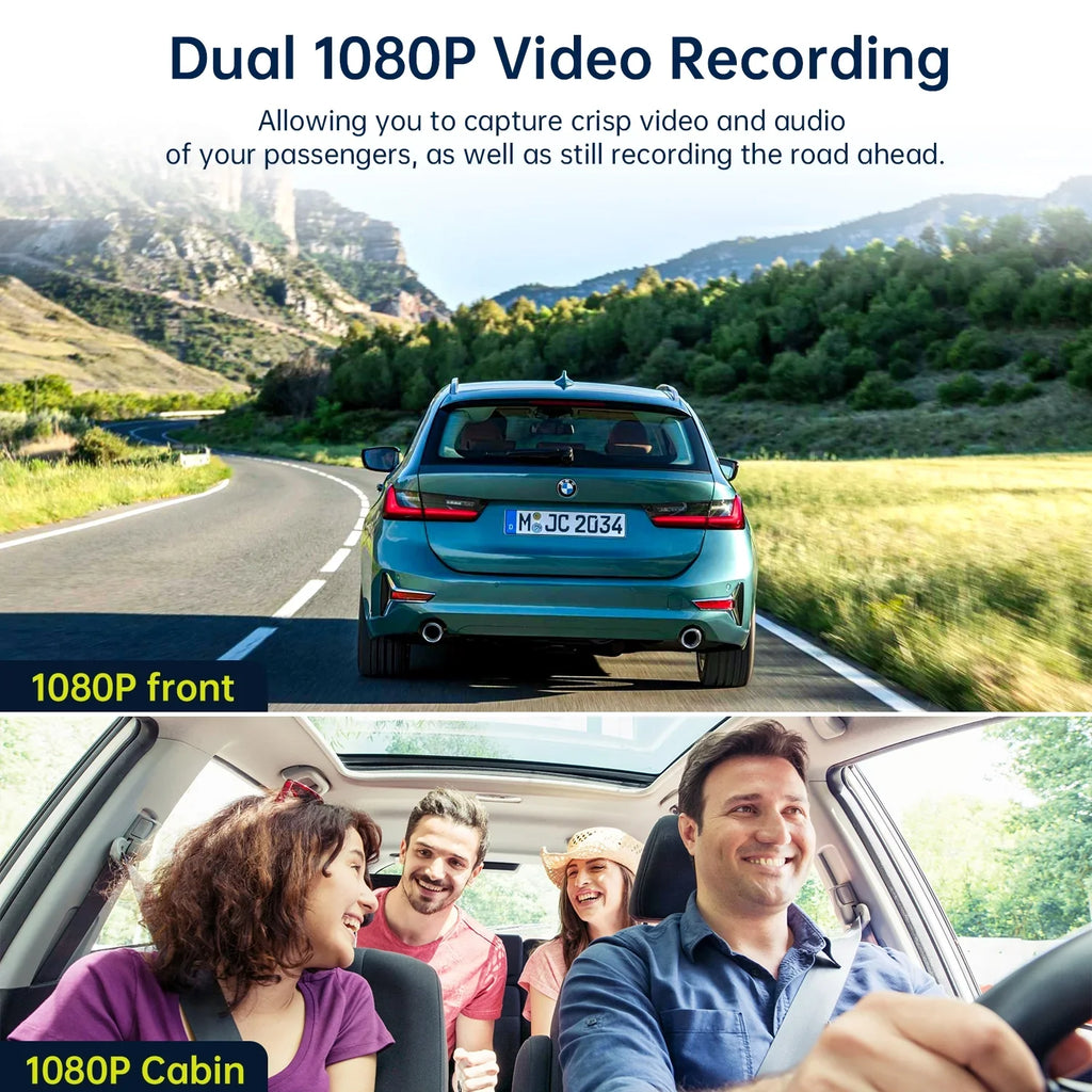 Front Camera Dash Monitor Taxi Inside Camera Night Cam Cars Car Dual 2 and 1080P Accident TOGUARD IR Vision for for Options 64GB Dash Lock Mounting Parking Card SD