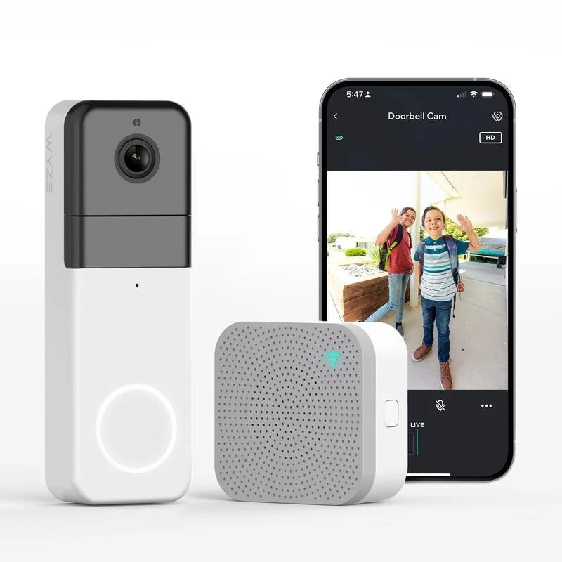 w/ Battery, 2-Way Works Color Sticks Wyze Alexa 1:1 Video to w/ Doorbell Audio, Walls, Night Doorbell Aspect Ratio, QHD Video, — Pro and Adhesive Vision, Assistant Camera Wireless