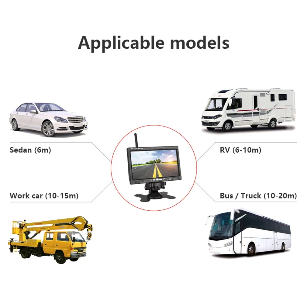 Car Rear Monitor Navigation Front Camera Parking Lcd 7 Vision Truck Willstar Display Rear Vehicle Visualizer Car Engineering Inch Night Assist Truck Wireless Monitor Function Car Monitor