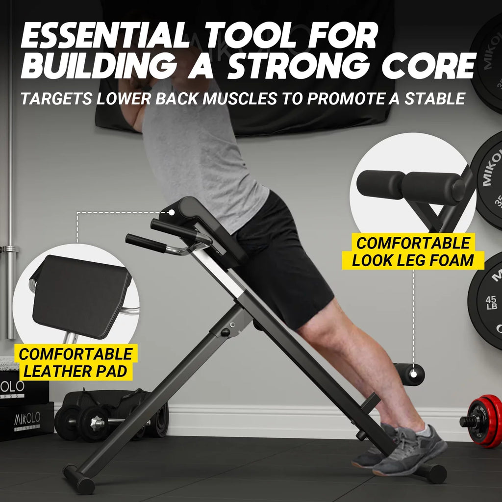 Heights 9 300LBS Training. Chair, Roman Bench for with Foldable Strength Adjustable Capacity, Exercise Hyperextension Mikolo