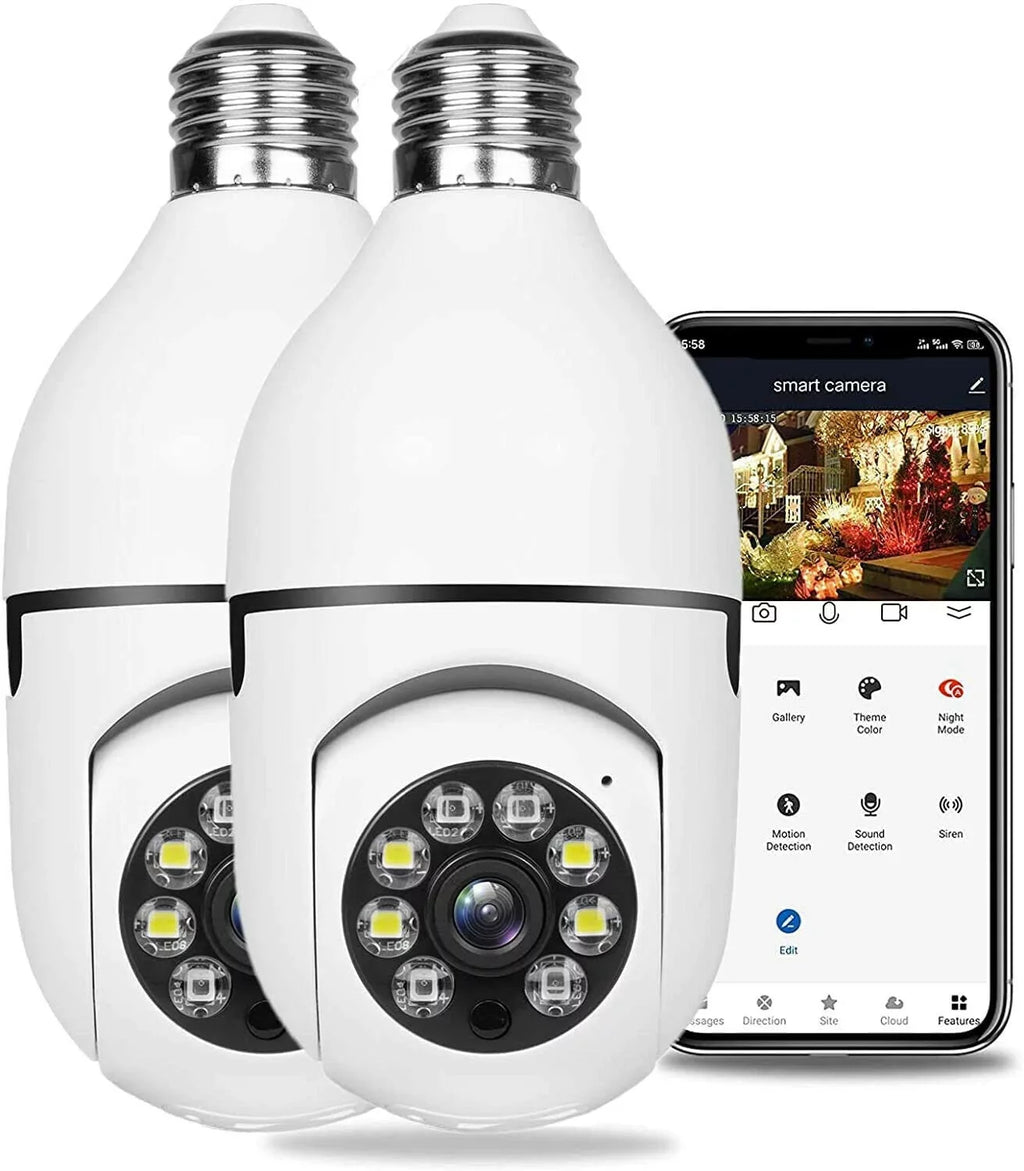 Remote Camera, Night PCS) 1080P Wi-Fi Degrees E27 Surveillance exterior Light 360 View Camera, Full-Color Security Bulb Camera, Vision(2 Phone and Camera Mobile