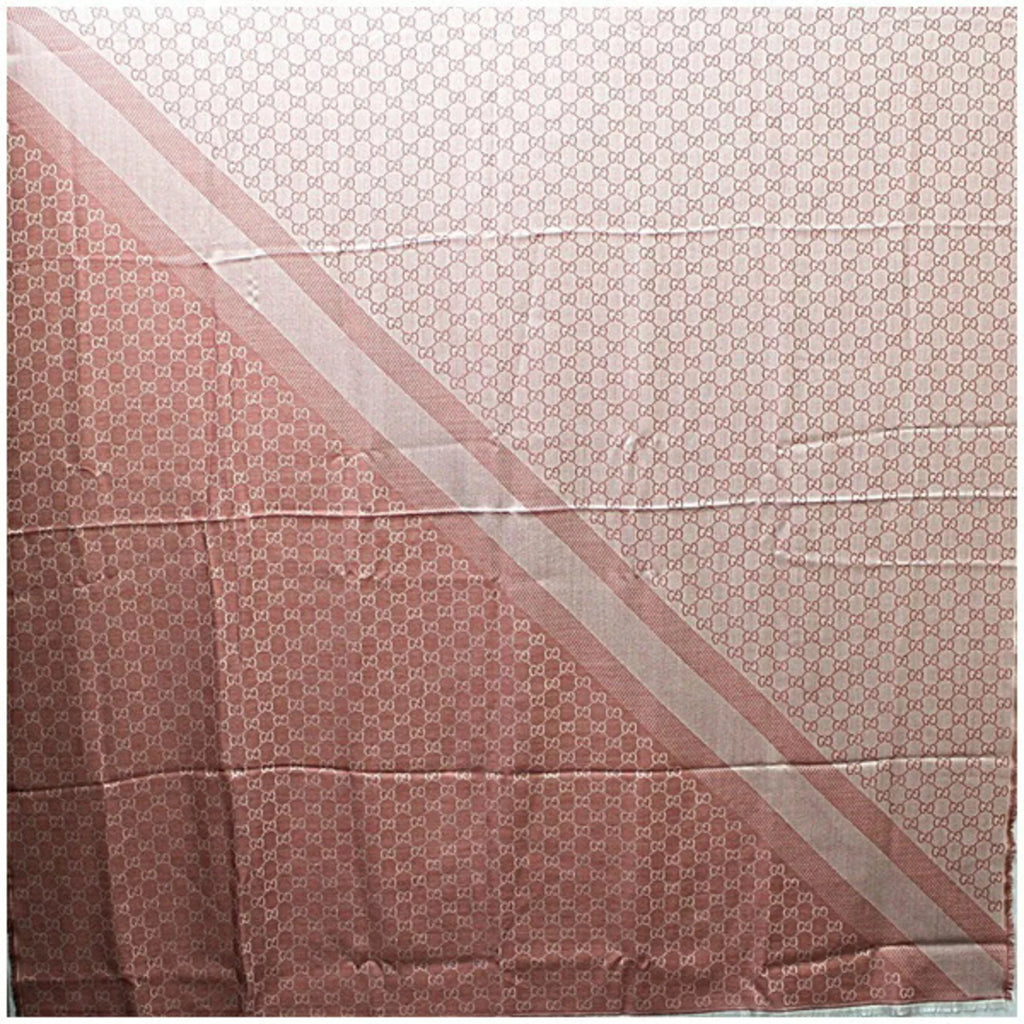 GG large silk pattern pink stole wool (Good) Pre-Owned shawl ladies