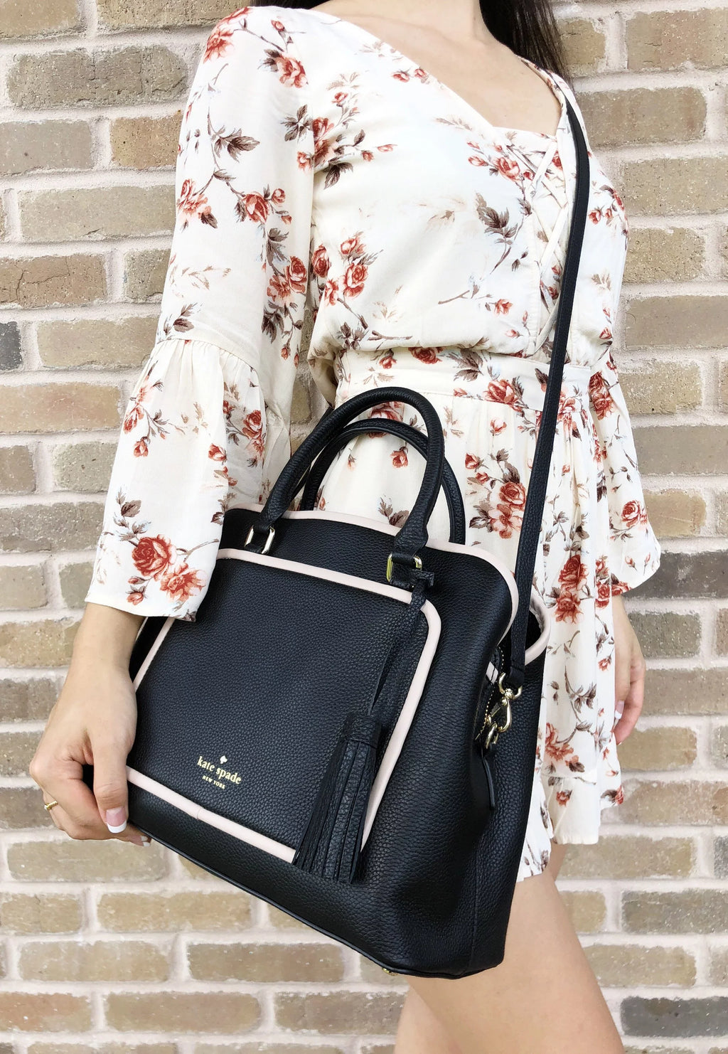Evangelie Bag Crossobody Black Tassel Spade Satchel Place Kate Ward
