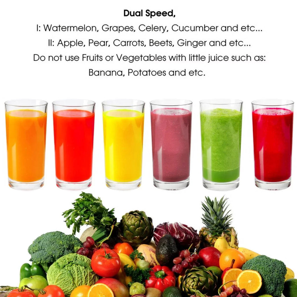 Juicer, With Silver Centrifugal Wide-Mouth Dual-Speed Juice Machine Megachef