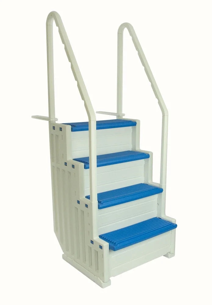 Aboveground White Step Step Tread Plastics System, Confer Pool Swimming In-Pool Blue Entry Steps