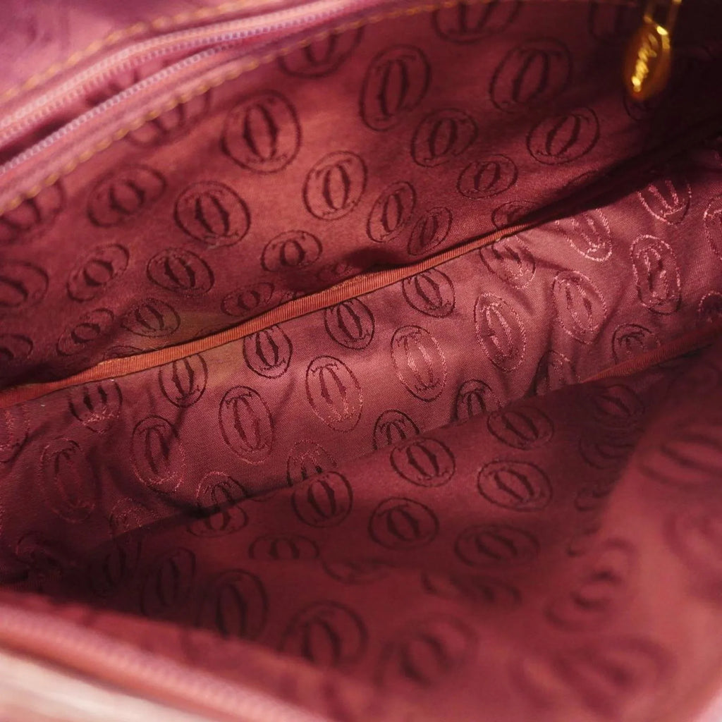 Bag Leather Cartier Pre-Owned Shoulder Red Ladies Must (Good)