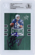 Peyton Colts Fanatics Stars Witnessed Fanatics Card - Authenticated 2005 Green Crusade Certified Manning Beckett & Indianapolis #/750 Authentic Leaf #C-18 Autographed Rookies