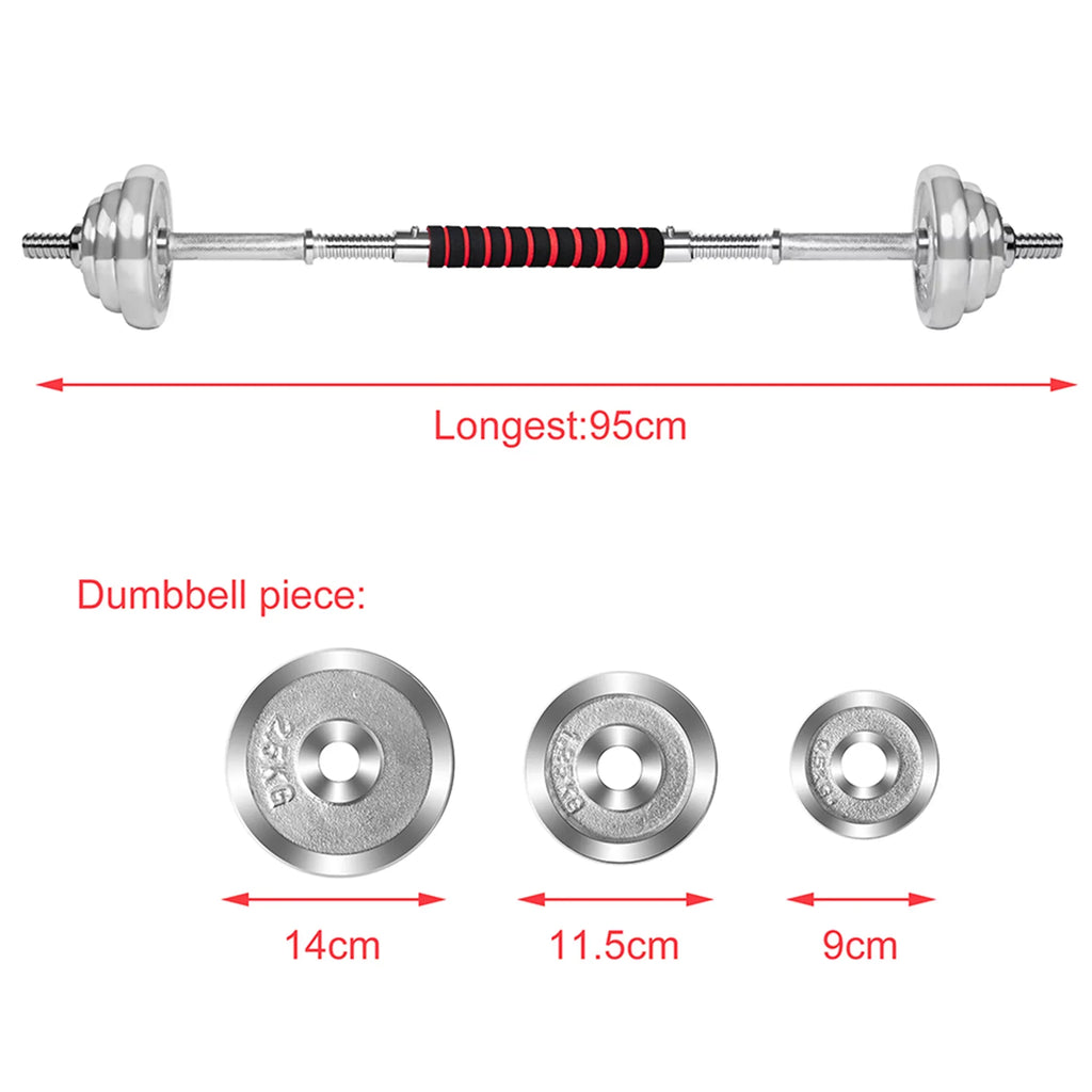 Dumbbell Fitness Detachable Dumbbells Silver Adjustable Gym for Barbells SAYFUT Exercise, Household Weight Set 66LB