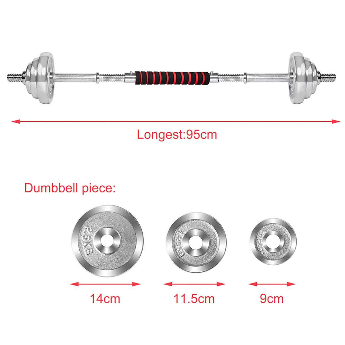 Dumbbell Fitness Detachable Dumbbells Silver Adjustable Gym for Barbells SAYFUT Exercise, Household Weight Set 66LB