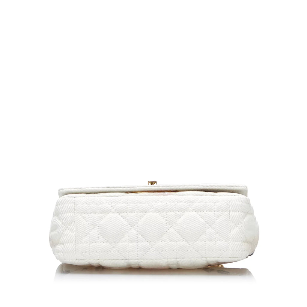 Tie White Authenticated Fabric (Good) Unisex Dior Bag Small Denim Pre-Owned Caro Dye Crossbody
