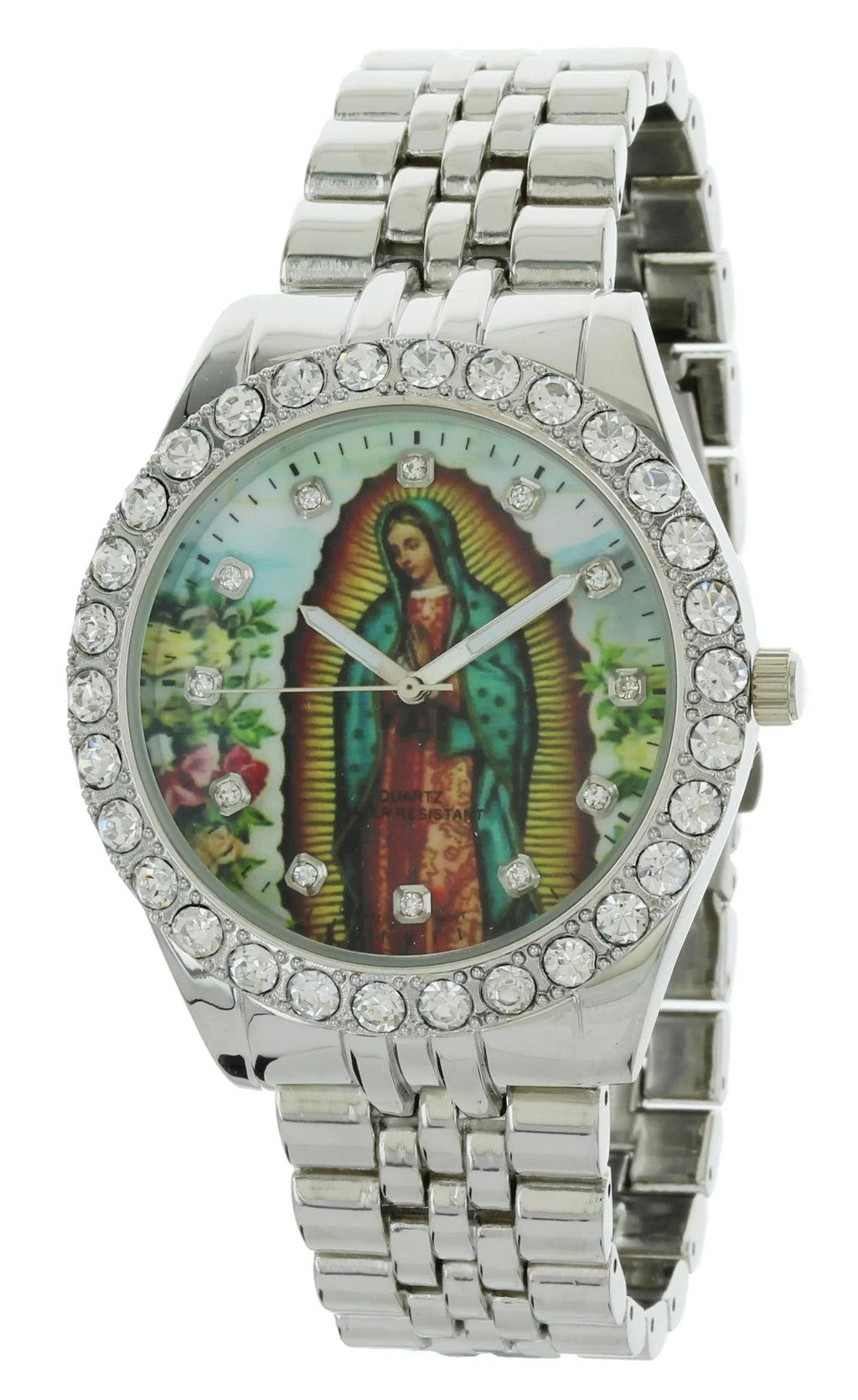 Cross Pendent of Metal Watch Bracelet Neckless with Silver-Tone Lady and Set Men's Our Guadalupe