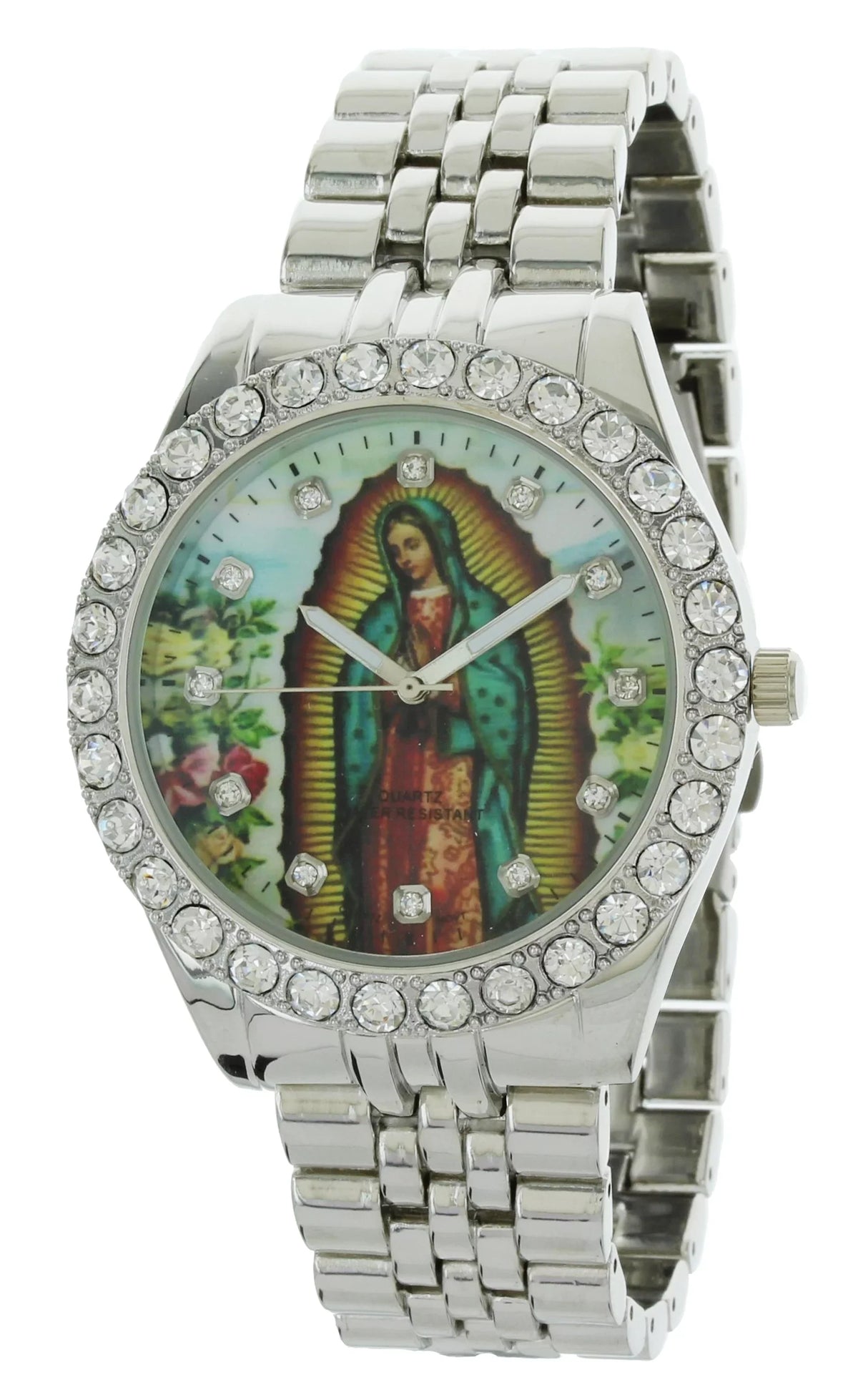 Cross Pendent of Metal Watch Bracelet Neckless with Silver-Tone Lady and Set Men's Our Guadalupe
