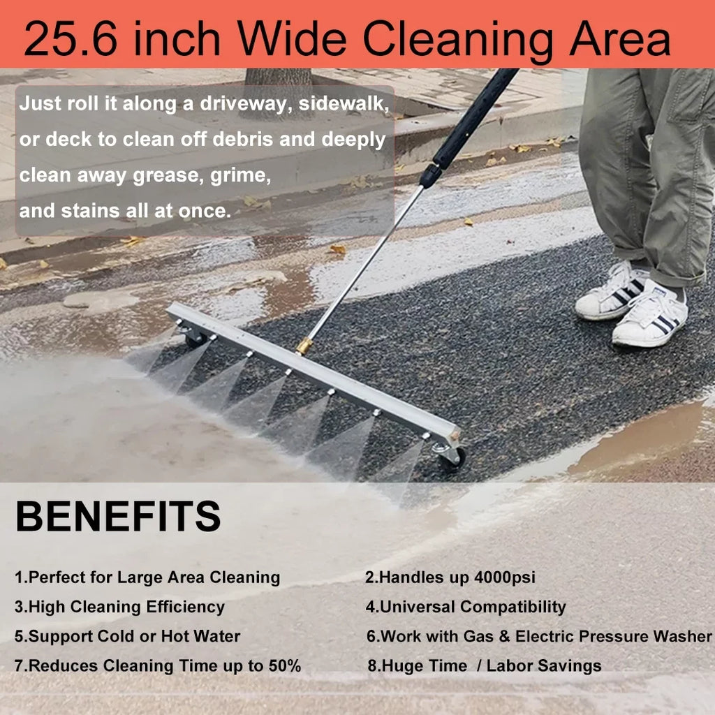 for with Extension Wand and Pressure Broom Sweeper 25.6 2 PSI Roof，Floor Driveway Cleaning liquid Concrete Power Cleaner Deck, Nozzles 4000 iMeshbean Washer 7 Inch Sidewalk Broom Surface