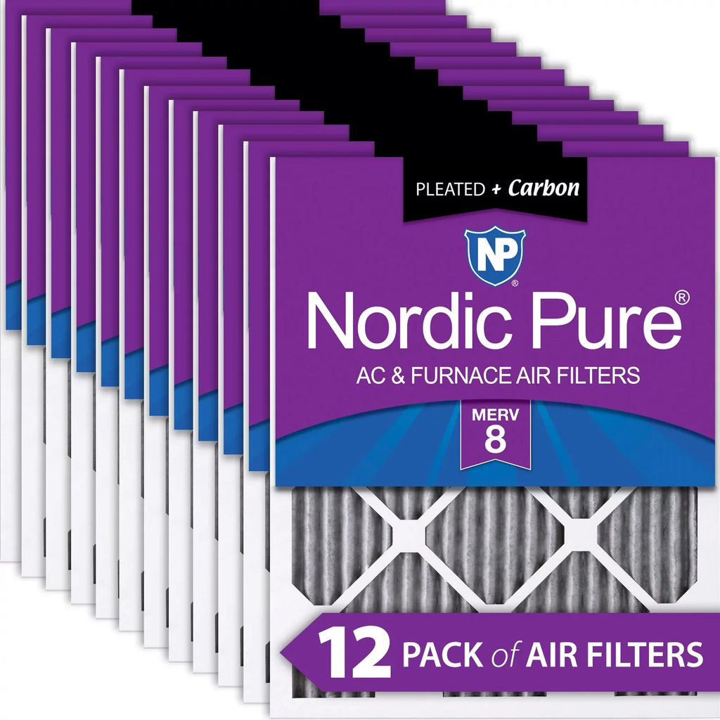 MERV Plus 14x25x1 (13_1/2x24_1/2) Filters 8 Pack Carbon Furnace 12 Air Pleated