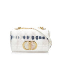 Tie White Authenticated Fabric (Good) Unisex Dior Bag Small Denim Pre-Owned Caro Dye Crossbody