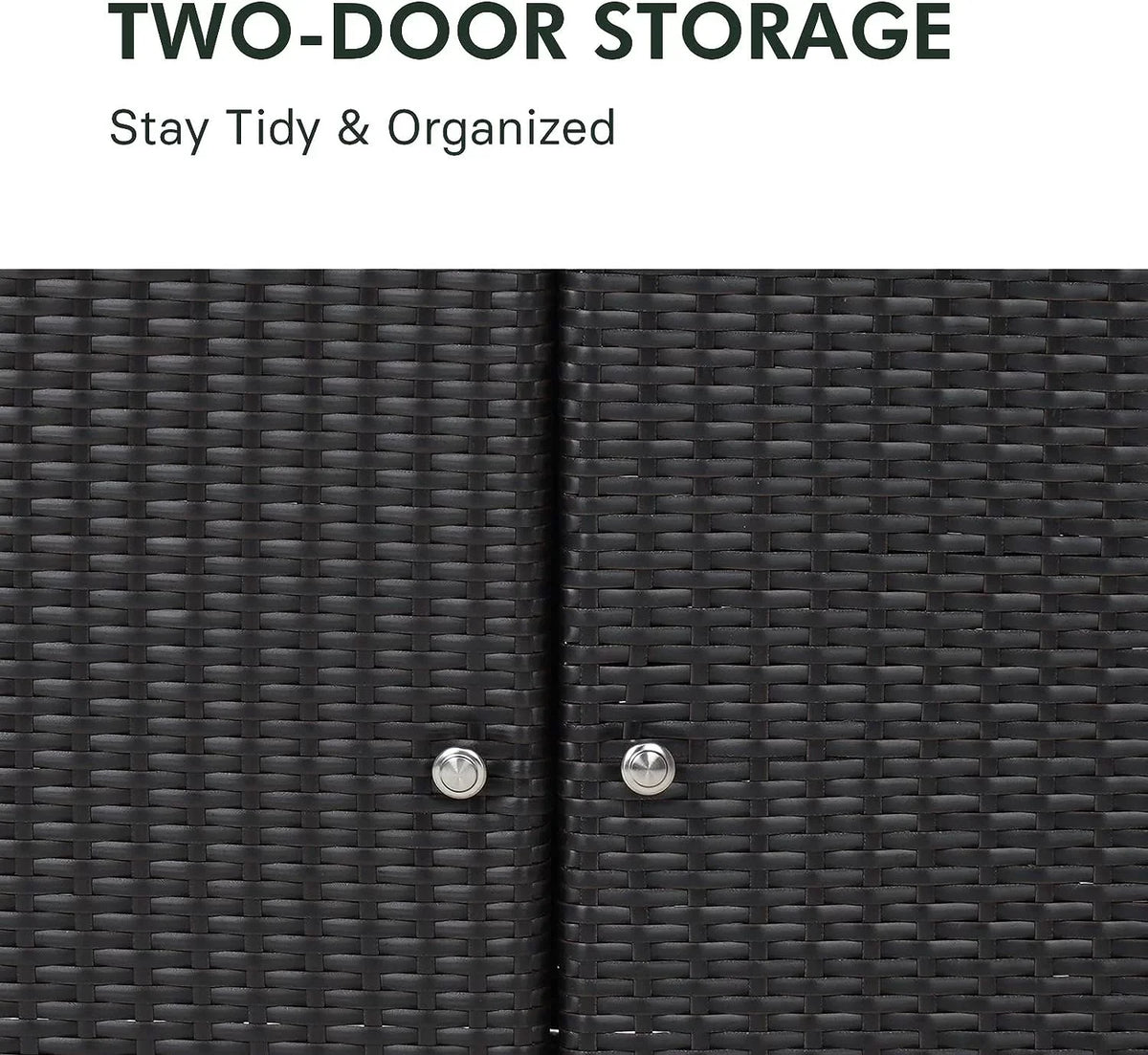 Cabinet Brown Coated Shelf, Dark Wicker Steel, AUCHI Powder Resin with Indoor exterior Wicker, All Storage 2-Door climate