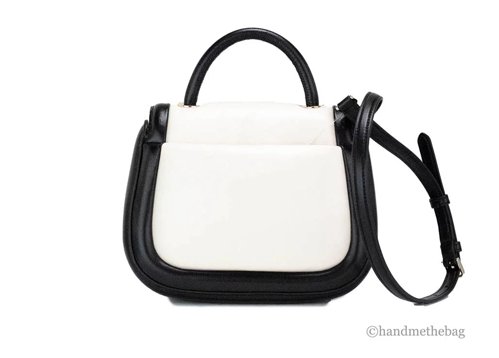 Kate Flap Black Top Leather Spade Handle Colorblock Puffy Bag Purse Crossbody