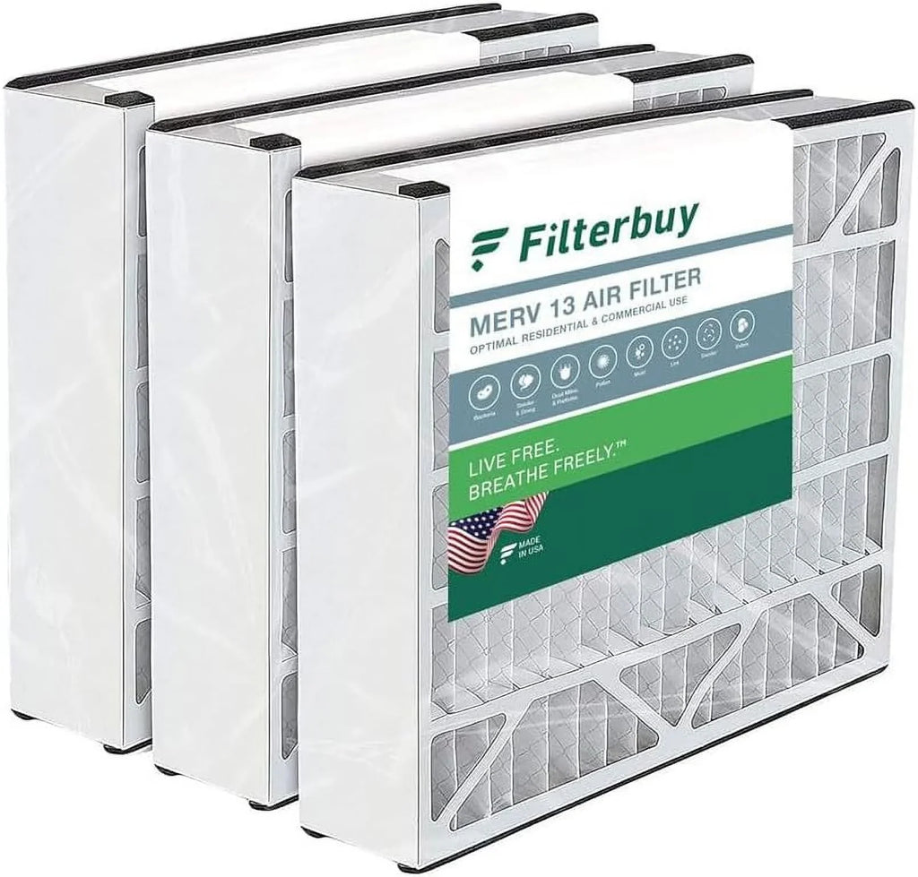 Filterbuy 16x25x5 MERV 13 Pleated HVAC AC Furnace Air Filters for Trion Air Bear 255649-105 (3-Pack)