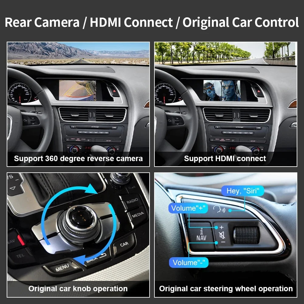 Control,Camera Carplay System,Carplay A5 Q5 RS4 S5 Kit,Mirrorlink,Siri,Navigation,YouTube,Original A4 Auto 3GMMI Ninetom S4 Retrofit for Audi 2008-2015 RS5 Support Android Wireless